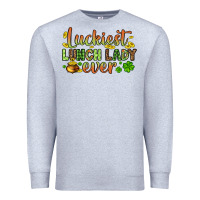 Heather Grey St. Patrick's Luckiest lunch lady ever Premium Sweatshirt - OliviaCreatesArt