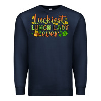 Navy St. Patrick's Luckiest lunch lady ever Premium Sweatshirt - OliviaCreatesArt