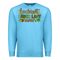 Ocean Blue St. Patrick's Luckiest lunch lady ever Premium Sweatshirt - OliviaCreatesArt