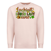 Pale Pink St. Patrick's Luckiest lunch lady ever Premium Sweatshirt - OliviaCreatesArt