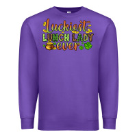 Purple St. Patrick's Luckiest lunch lady ever Premium Sweatshirt - OliviaCreatesArt