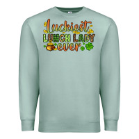 Seafoam St. Patrick's Luckiest lunch lady ever Premium Sweatshirt - OliviaCreatesArt