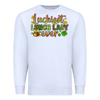 White St. Patrick's Luckiest lunch lady ever Premium Sweatshirt - OliviaCreatesArt