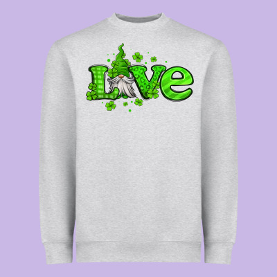 Love St Patricks Gnome Heavyweight Sweatshirt Designed By Jasminsmagicworld