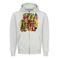 Dove Grey Christmas army gnomes truck 4th of july Zipper Hoodie - HowdyJamesFarm