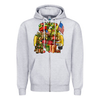 Heather Grey Christmas army gnomes truck 4th of july Zipper Hoodie - HowdyJamesFarm