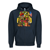 Navy Christmas army gnomes truck 4th of july Zipper Hoodie - HowdyJamesFarm