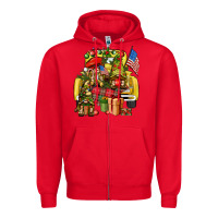 Red Christmas army gnomes truck 4th of july Zipper Hoodie - HowdyJamesFarm