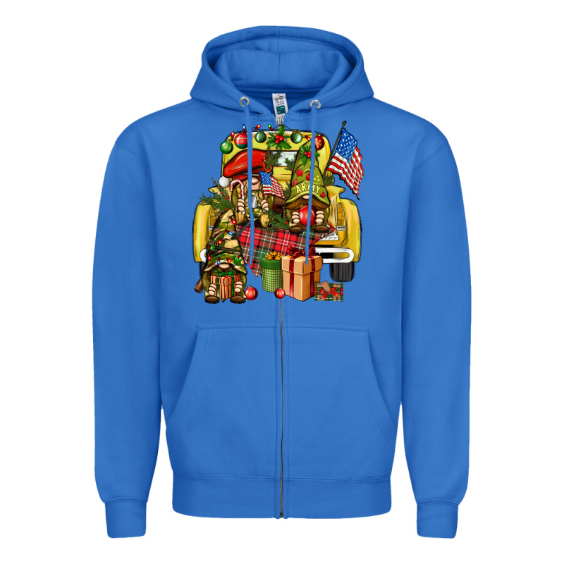 Christmas Army Gnomes Truck 4th Of July Zipper Hoodie by HowdyJamesFarm | Teevron