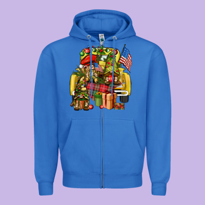 Christmas Army Gnomes Truck 4th Of July Zipper Hoodie Designed By Howdyjamesfarm