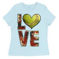 Baby Blue softball love Ladies Tee - JahusDesignShop