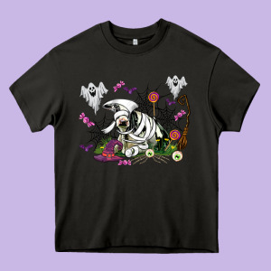 Halloween Cow And Ghosts Heavy Core Tee Designed By Adodesignshop