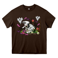 Chocolate Brown halloween cow and ghosts Heavy Core Tee - AdoDesignShop