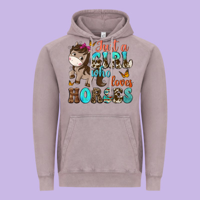 Just A Girl Who Loves Horses Vintage Hoodie Designed By Nancycooperartshop