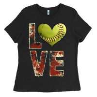 Black softball love Ladies Tee - JahusDesignShop
