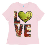 Bubblegum Pink softball love Ladies Tee - JahusDesignShop