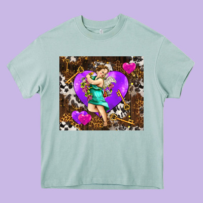 Cupid And Heart Heavy Core Tee Designed By Adodesignshop