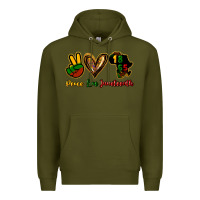 Army Green Peace love Juneteenth Premium Hoodie - HowdyJamesFarm