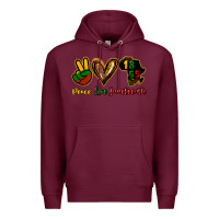Burgundy Peace love Juneteenth Premium Hoodie - HowdyJamesFarm