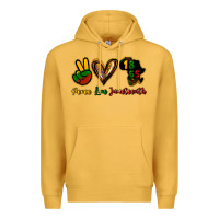 Mustard Peace love Juneteenth Premium Hoodie - HowdyJamesFarm