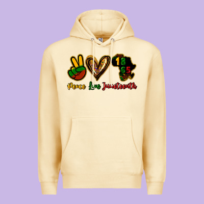 Peace Love Juneteenth Premium Hoodie Designed By Howdyjamesfarm