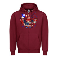 Burgundy Gnome with 4th Of July elements Zipper Hoodie - HowdyJamesFarm