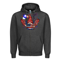 Charcoal Heather Gnome with 4th Of July elements Zipper Hoodie - HowdyJamesFarm