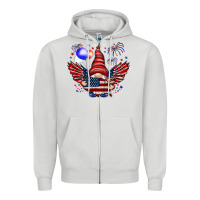 Dove Grey Gnome with 4th Of July elements Zipper Hoodie - HowdyJamesFarm