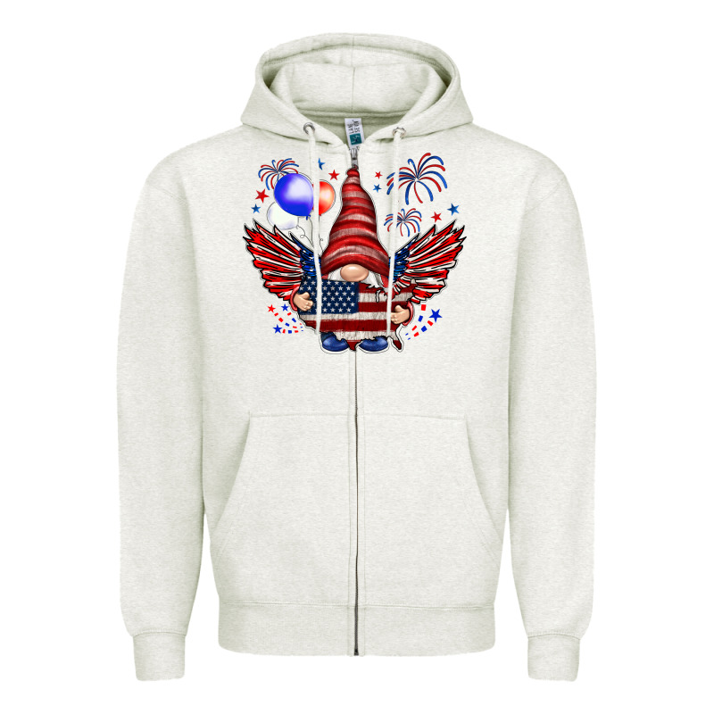Gnome With 4th Of July Elements Zipper Hoodie by HowdyJamesFarm | Teevron