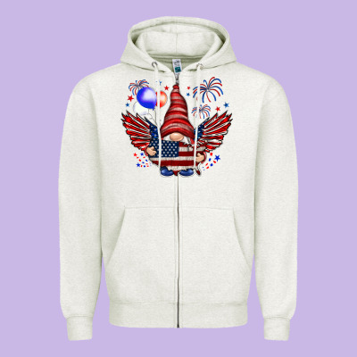 Gnome With 4th Of July Elements Zipper Hoodie Designed By Howdyjamesfarm