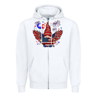 White Gnome with 4th Of July elements Zipper Hoodie - HowdyJamesFarm