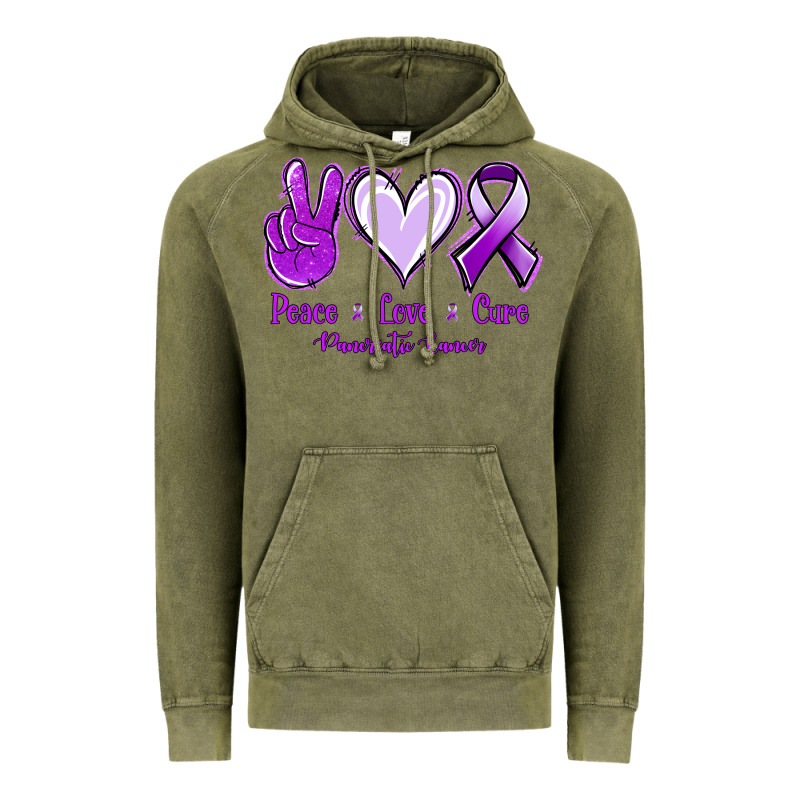 Pace Love Cure Pancreatic Cancer Vintage Hoodie by Jasminsmagicworld | Teevron