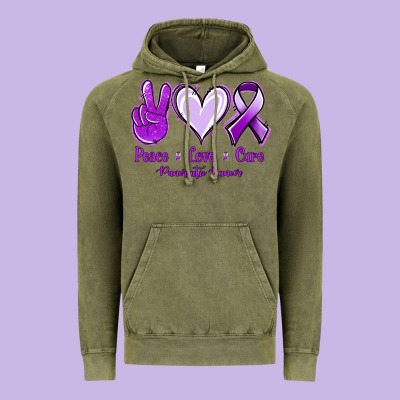 Pace Love Cure Pancreatic Cancer Vintage Hoodie Designed By Jasminsmagicworld