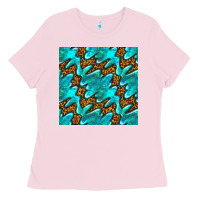 Bubblegum Pink turquoise leopard seamless pattern Ladies Tee - BundleAndBundleShop
