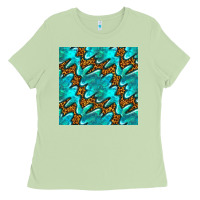 Matcha turquoise leopard seamless pattern Ladies Tee - BundleAndBundleShop