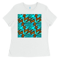White turquoise leopard seamless pattern Ladies Tee - BundleAndBundleShop