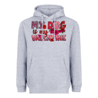 Heather Grey my dog is my valentine Heavyweight Hoodie - OliviaCreatesArt