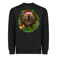 Black christmas bear  wreath Heavyweight Sweatshirt - BarkalooDesign