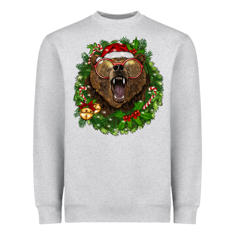 Christmas Bear  Wreath Heavyweight Sweatshirt by BarkalooDesign | Teevron