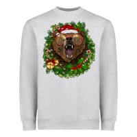 Heather Grey christmas bear  wreath Heavyweight Sweatshirt - BarkalooDesign