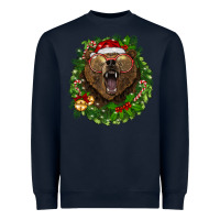 Navy christmas bear  wreath Heavyweight Sweatshirt - BarkalooDesign