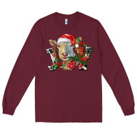 Burgundy Joy Christmas Goat Long Sleeve Tee - LillyAllenDesigns