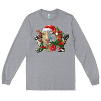 Heather Grey Joy Christmas Goat Long Sleeve Tee - LillyAllenDesigns