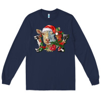 Navy Joy Christmas Goat Long Sleeve Tee - LillyAllenDesigns