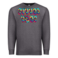 Charcoal Heather summer vibes tie dye doodle Premium Sweatshirt - CowCowDesign