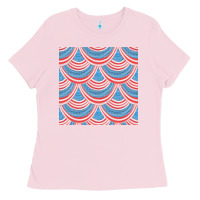 Bubblegum Pink american flag seamless pattern Ladies Tee - BundleAndBundleShop