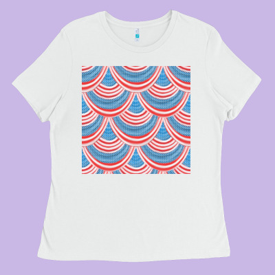 American Flag Seamless Pattern Ladies Tee Designed By Bundleandbundleshop