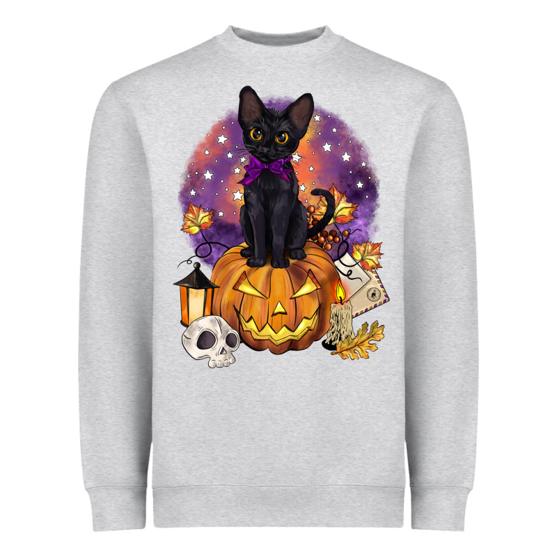 Halloween Black Cat Pumpkin Heavyweight Sweatshirt by BarkalooDesign | Teevron
