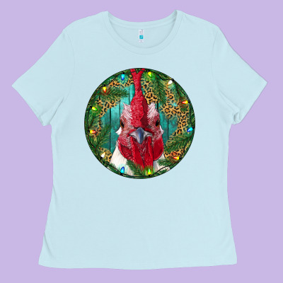 Roaster Head Christmas Ladies Tee Designed By Ranaportraitstore