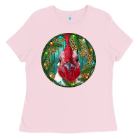 Bubblegum Pink Roaster Head Christmas Ladies Tee - RanaPortraitStore